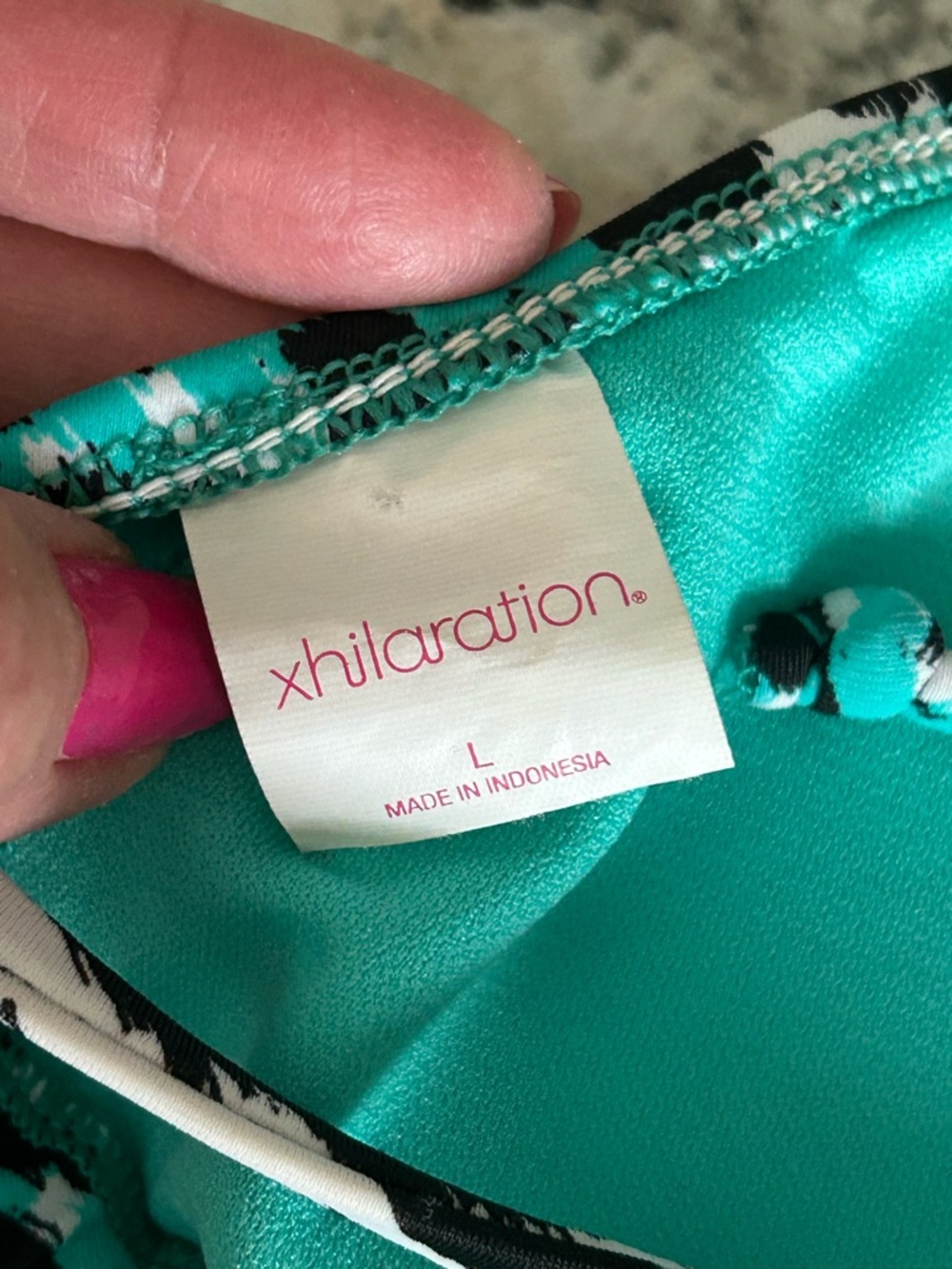 Xhilaration Turquoise Cheetah Animal Print Jeweled Bikini Adjustable Size L - Picture 11 of 12